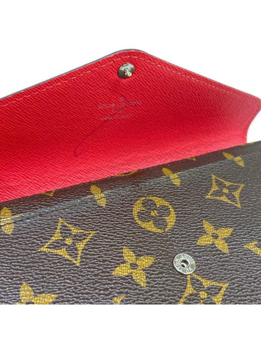 Louis Vuitton Wallet Portefeuille Marie Roulon Brown Red Leather - Picture 10 of 13